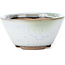 Round white with blue spots bonsai pot by Koishiwara - 103 x 130 x 50 mm