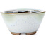 Vaso bonsai tondo bianco con macchie blu di Koishiwara - 103 x 130 x 50 mm