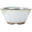 Round white with blue spots bonsai pot by Koishiwara - 103 x 130 x 50 mm