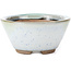 Round white with blue spots bonsai pot by Koishiwara - 103 x 130 x 50 mm