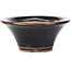 Round black brown with white spots bonsai pot by Koishiwara - 107 x 107 x 46 mm