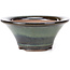 Pot à bonsaï rond vert bord marron par Koishiwara - 107 x 107 x 46 mm