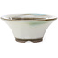 Round white with green blue stains bonsai pot by Koishiwara - 107 x 107 x 46 mm