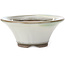 Vaso bonsai rotondo bianco con macchie verdi blu di Koishiwara - 107 x 107 x 46 mm