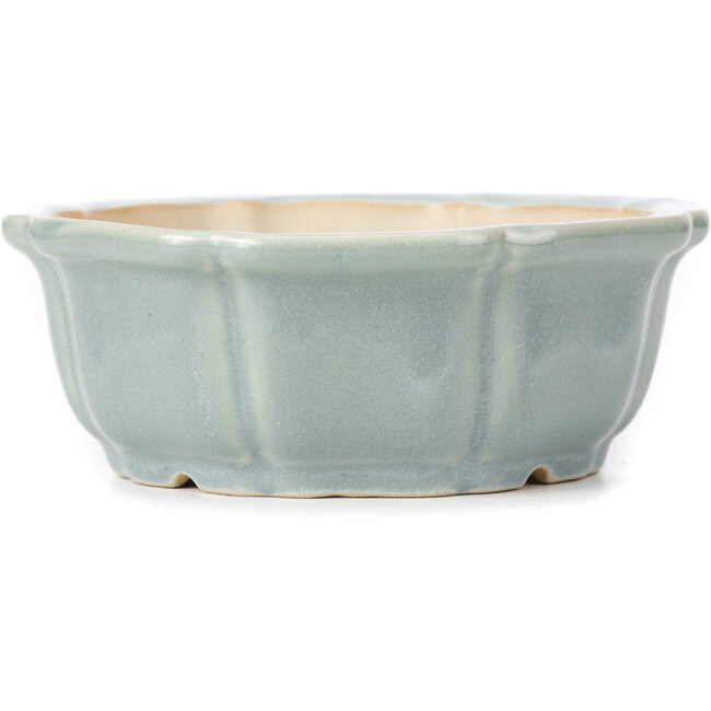 Pot à bonsaï octogonal en forme de lotus bleu - 135 x 135 x 50 mm
