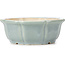 Pot à bonsaï octogonal en forme de lotus bleu - 135 x 135 x 50 mm