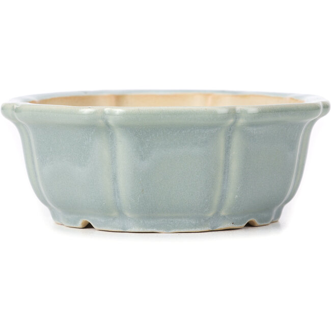 Pot à bonsaï octogonal en forme de lotus bleu - 135 x 135 x 50 mm