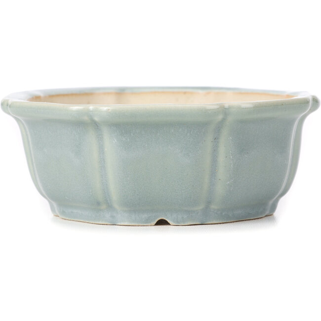 Pot à bonsaï octogonal en forme de lotus bleu - 135 x 135 x 50 mm