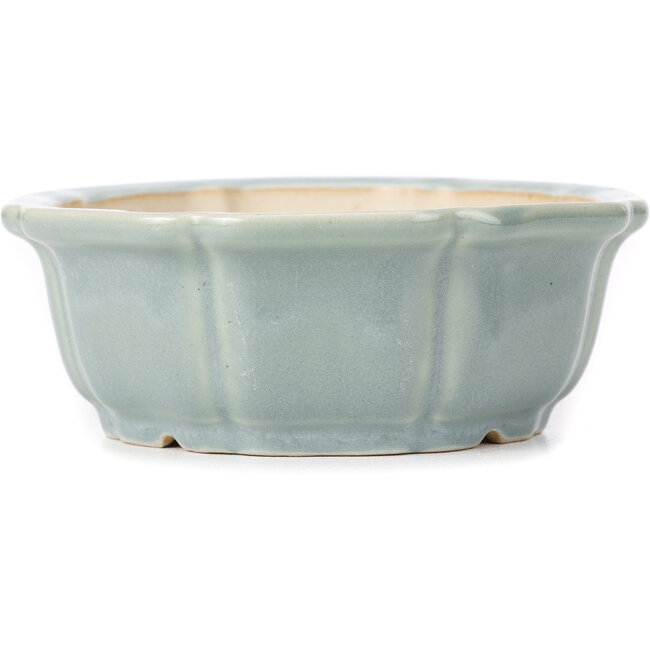 Octagonal lotus shape blue bonsai pot - 135 x 135 x 50 mm