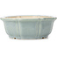 Pot à bonsaï octogonal en forme de lotus bleu - 135 x 135 x 50 mm
