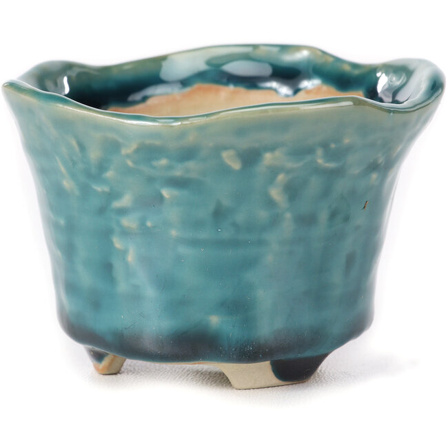 Pot à bonsaï rond bleu - 80 x 80 x 55 mm