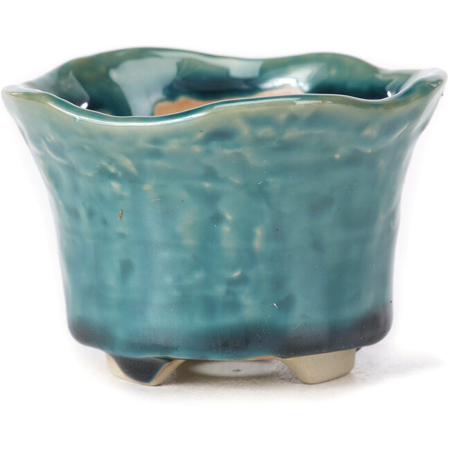 Pot à bonsaï rond bleu - 80 x 80 x 55 mm