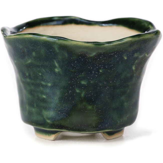 Maceta de bonsái verde redonda - 80 x 80 x 55 mm