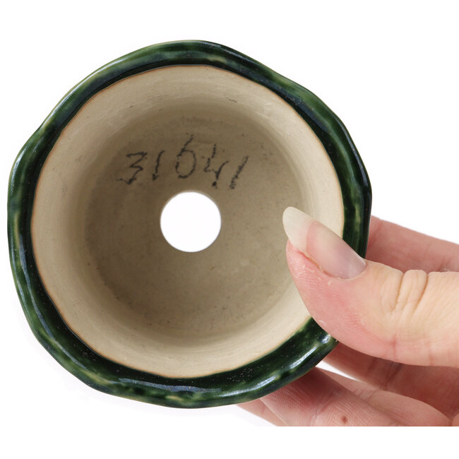 Maceta de bonsái verde redonda - 80 x 80 x 55 mm