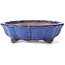 Pot à bonsaï octogonal en forme de lotus bleu - 135 x 135 x 40 mm