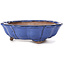 Octagonal lotus shape blue bonsai pot - 135 x 135 x 40 mm