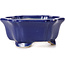 Hexagonal lotus shape blue bonsai pot - 130 x 120 x 55 mm