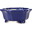 Hexagonal lotus shape blue bonsai pot - 130 x 120 x 55 mm