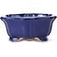 Hexagonal lotus shape blue bonsai pot - 130 x 120 x 55 mm