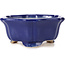 Hexagonal lotus shape blue bonsai pot - 130 x 120 x 55 mm