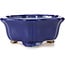 Vaso per bonsai blu a forma di loto esagonale - 130 x 120 x 55 mm