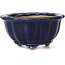 Achteckige blaue Bonsaischale in Lotusform - 105 x 105 x 55 mm