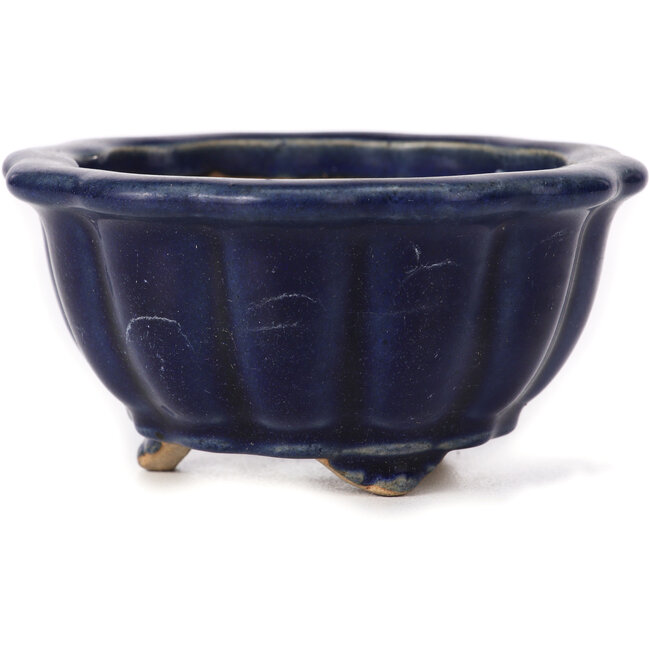 Maceta de bonsái azul con forma de loto octogonal - 105 x 105 x 55 mm