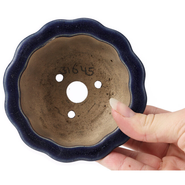 Pot à bonsaï octogonal bleu en forme de lotus - 105 x 105 x 55 mm