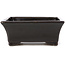 Rectangular brown bonsai pot by Terahata Satomi Mazan - 160 x 135 x 60 mm