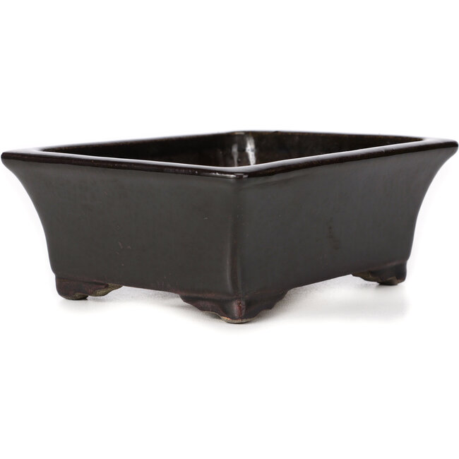 Vaso bonsai marrone rettangolare di Terahata Satomi Mazan - 160 x 135 x 60 mm