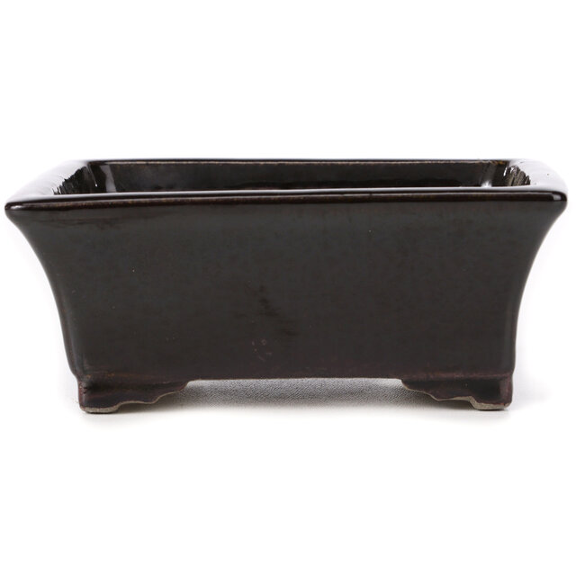 Pot à bonsaï rectangulaire marron par Terahata Satomi Mazan - 160 x 135 x 60 mm