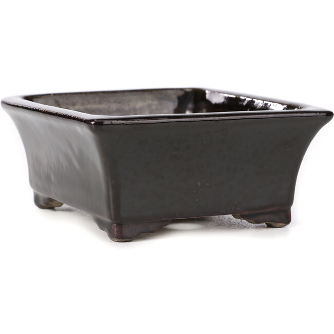 Pot à bonsaï rectangulaire marron par Terahata Satomi Mazan - 160 x 135 x 60 mm