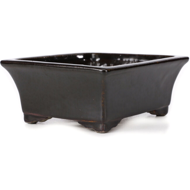 Pot à bonsaï rectangulaire marron par Terahata Satomi Mazan - 160 x 135 x 60 mm