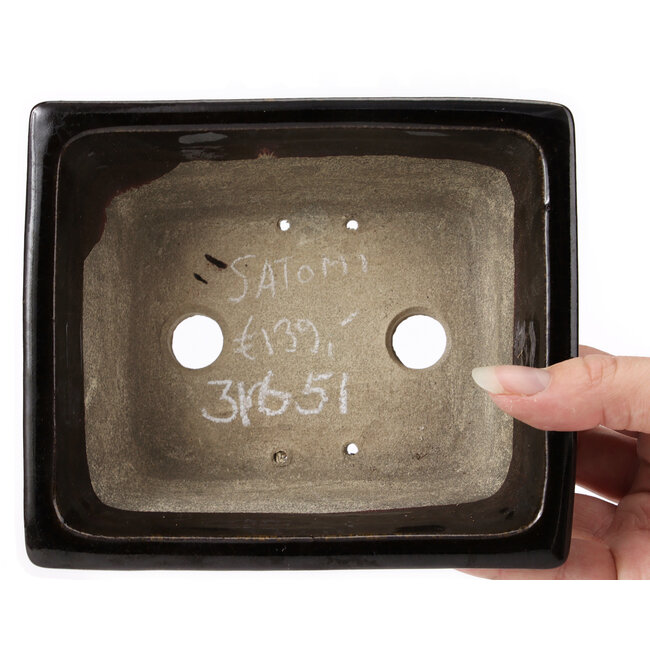 Pot à bonsaï rectangulaire marron par Terahata Satomi Mazan - 160 x 135 x 60 mm