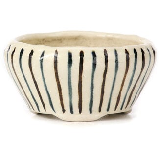 Bonsai 75 mm round white multicolor bonsai pot by Bonsai, Japan