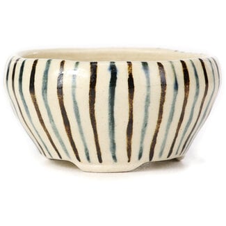 Bonsai 75 mm round white multicolor bonsai pot by Bonsai, Japan