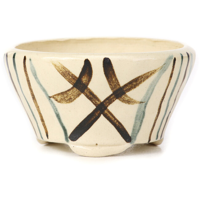 Runde weiße mehrfarbige Bonsaischale von Bonsai - 80 x 80 x 45 mm