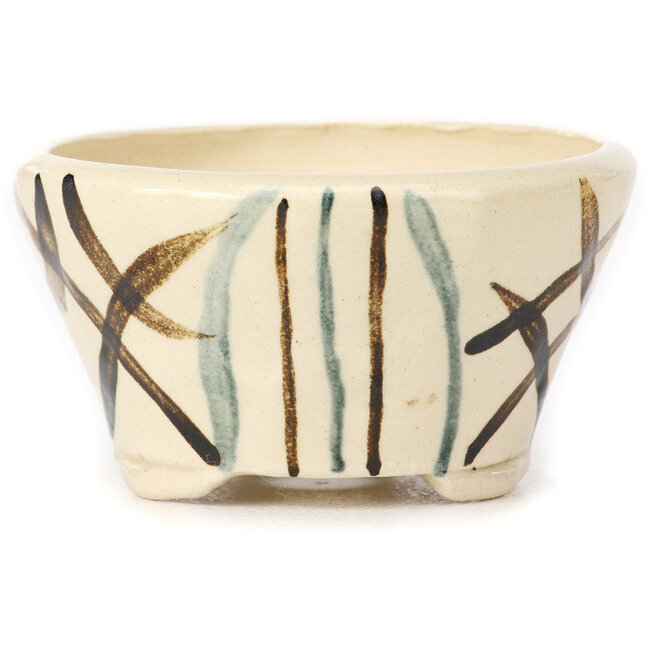 Ronde witte multicolor bonsai pot van Bonsai - 80 x 80 x 45 mm