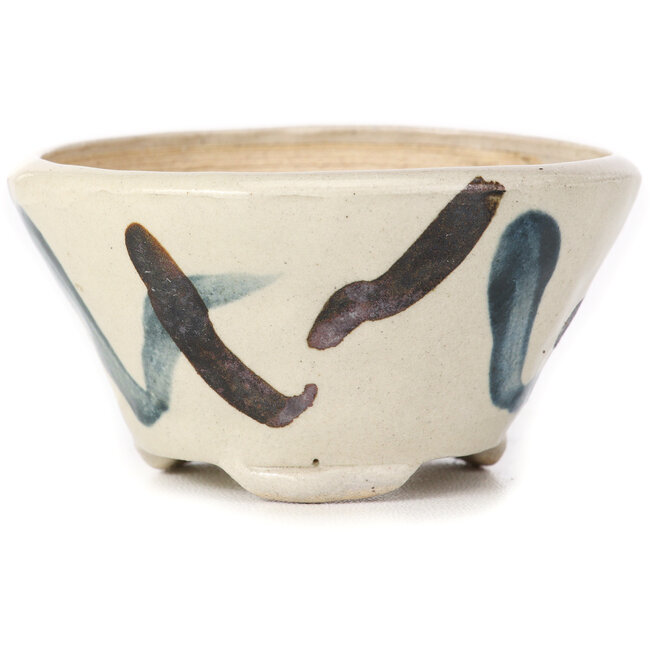 Runde weiße mehrfarbige Bonsaischale von Bonsai - 85 x 85 x 45 mm