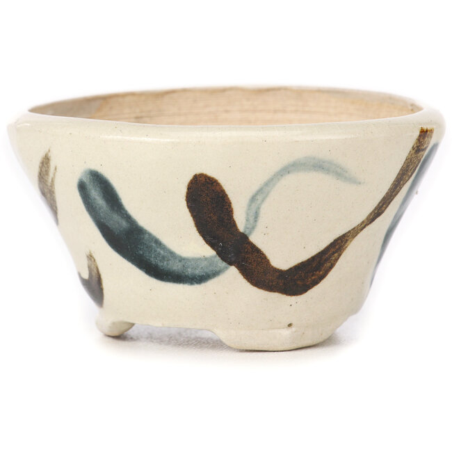 Runde weiße mehrfarbige Bonsaischale von Bonsai - 85 x 85 x 45 mm