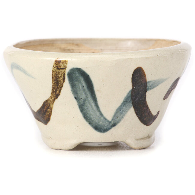 Ronde witte multicolor bonsai pot van Bonsai - 85 x 85 x 45 mm