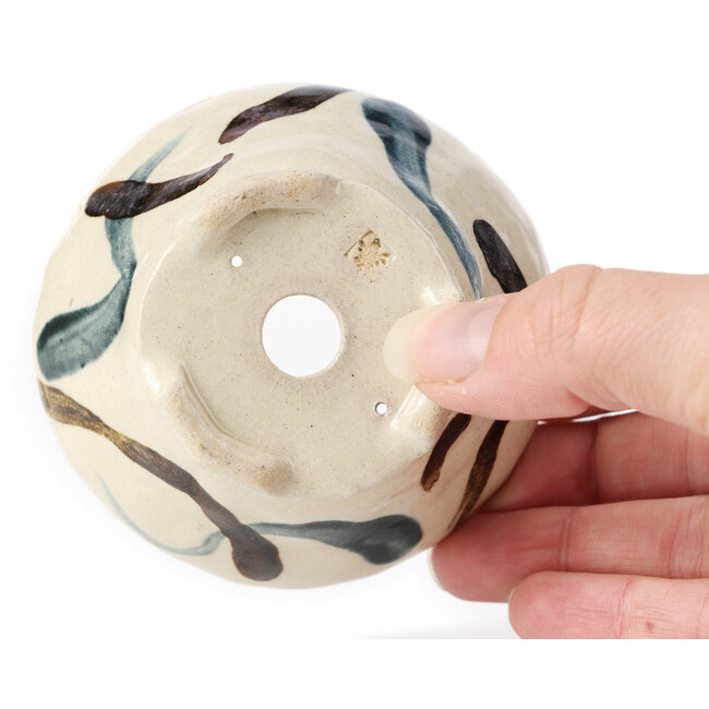 Ronde witte multicolor bonsai pot van Bonsai - 85 x 85 x 45 mm