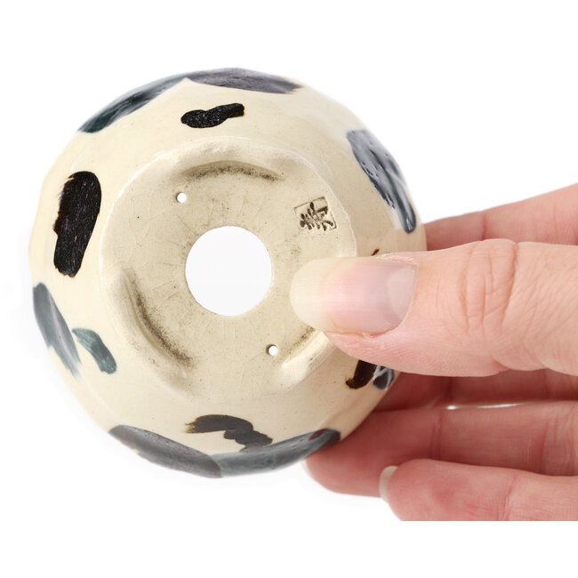 Runde weiße mehrfarbige Bonsaischale von Bonsai - 70 x 70 x 45 mm