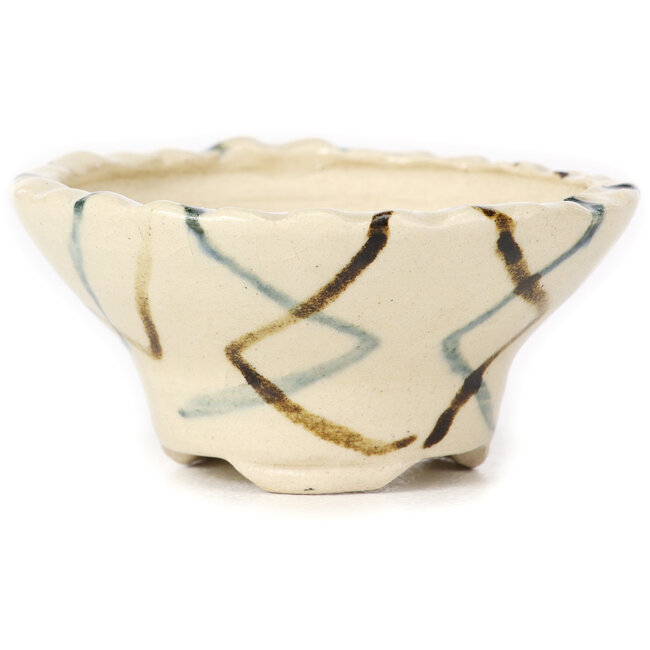 Pot à bonsaï rond blanc multicolore par Bonsai - 75 x 75 x 35 mm