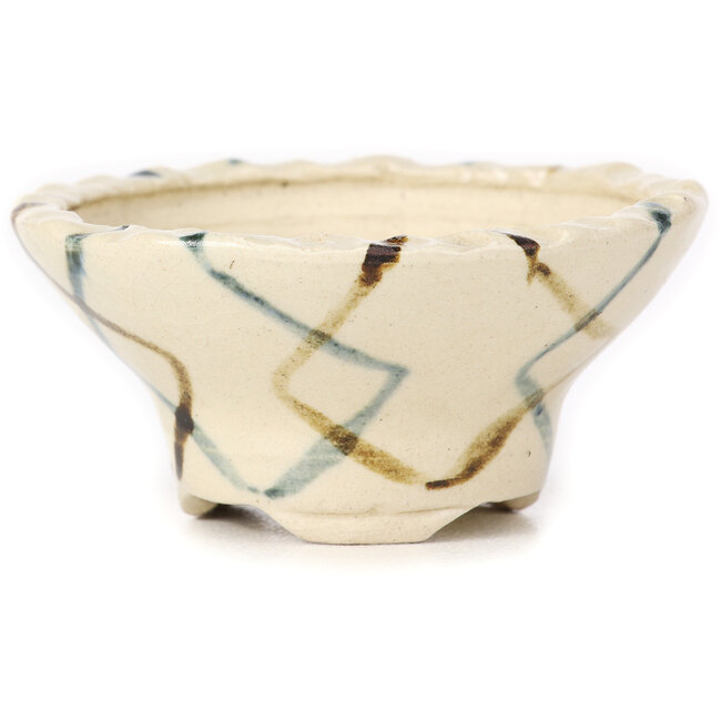 Ronde witte multicolor bonsai pot van Bonsai - 75 x 75 x 35 mm