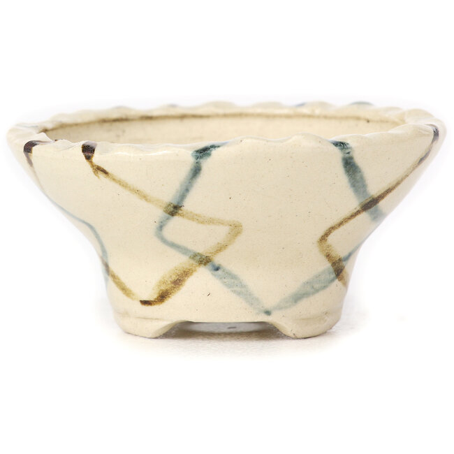 Pot à bonsaï rond blanc multicolore par Bonsai - 75 x 75 x 35 mm