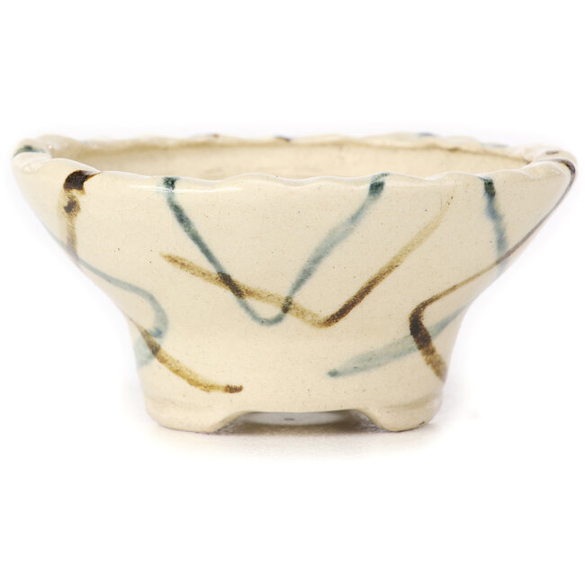 Ronde witte multicolor bonsai pot van Bonsai - 75 x 75 x 35 mm