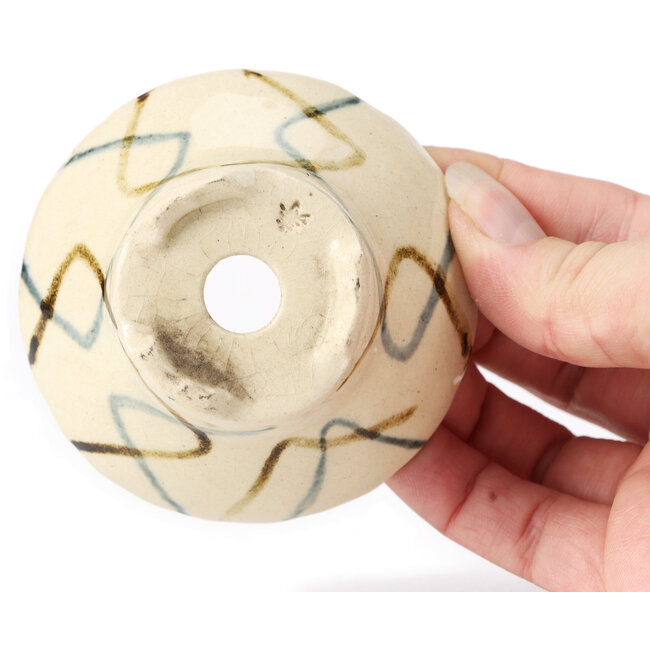 Runde weiße mehrfarbige Bonsaischale von Bonsai - 75 x 75 x 35 mm