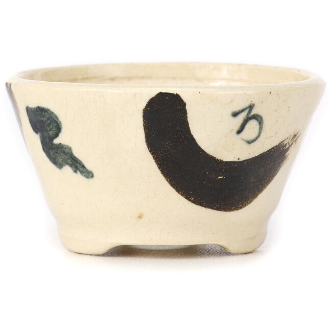 Ronde witte multicolor bonsai pot van Bonsai - 75 x 75 x 45 mm