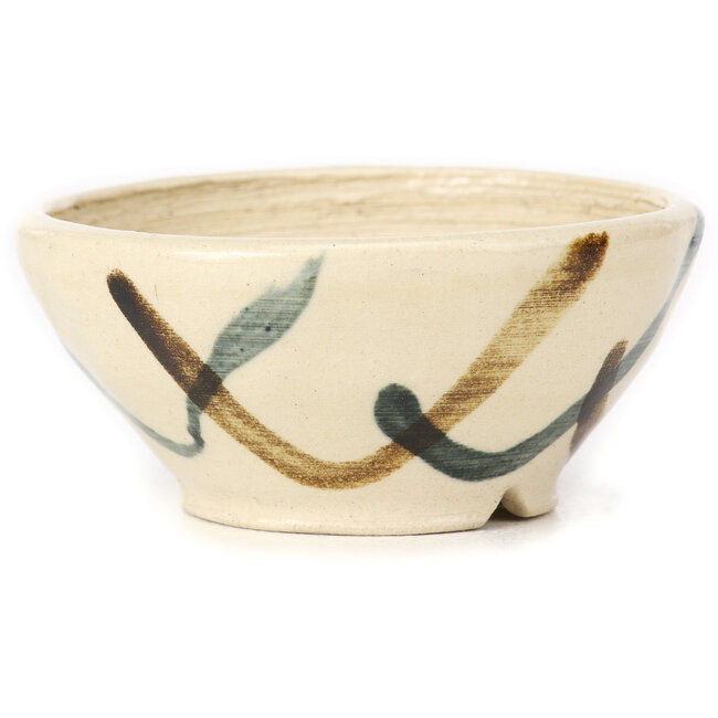 Ronde witte multicolor bonsai pot van Bonsai - 80 x 80 x 40 mm